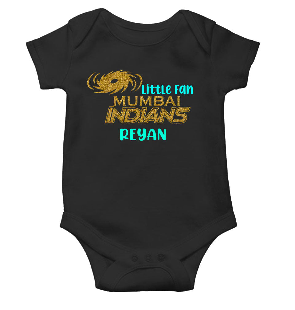Custom Name IPL MI Mumbai Indians Little Fan Rompers for Baby Boy- KidsFashionVilla