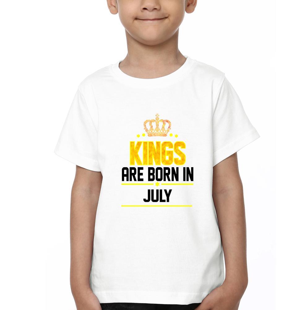 Kings Are Born In July Half Sleeves T-Shirt for Boy-KidsFashionVilla