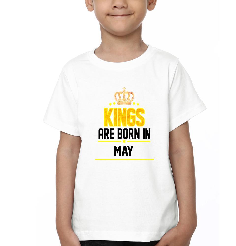 Kings Are Born In May Half Sleeves T-Shirt for Boy-KidsFashionVilla