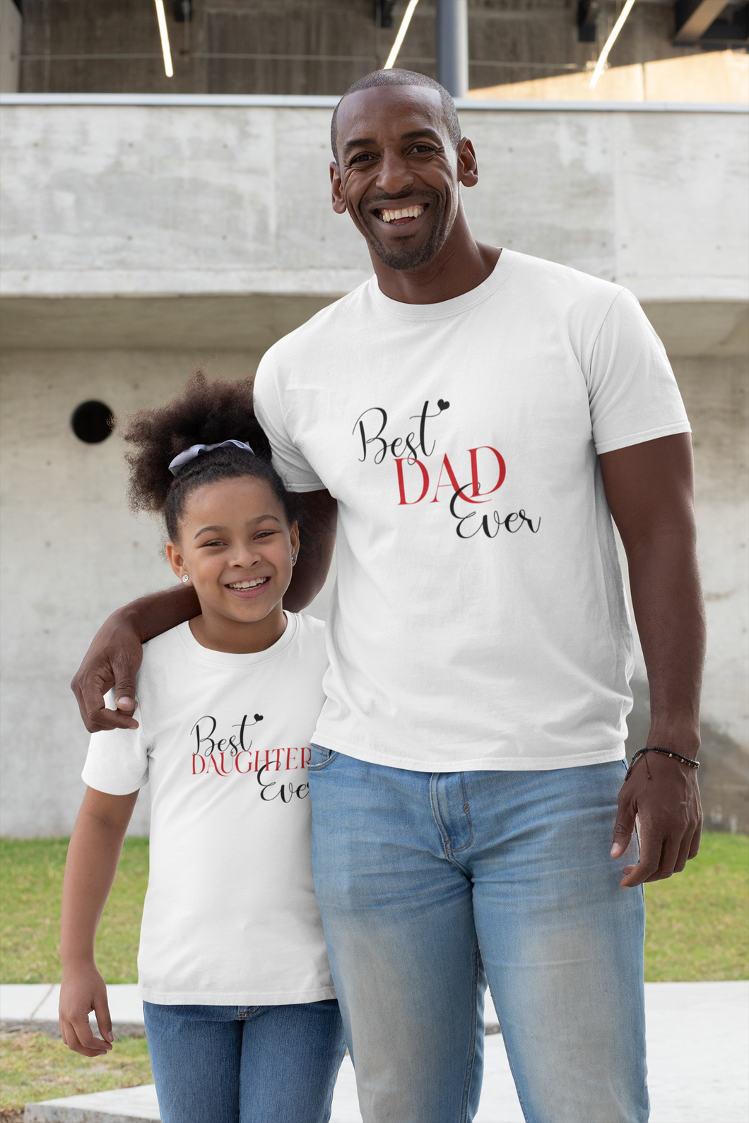 Best Dad Ever Father and Daughter White Matching T-Shirt- KidsFashionVilla