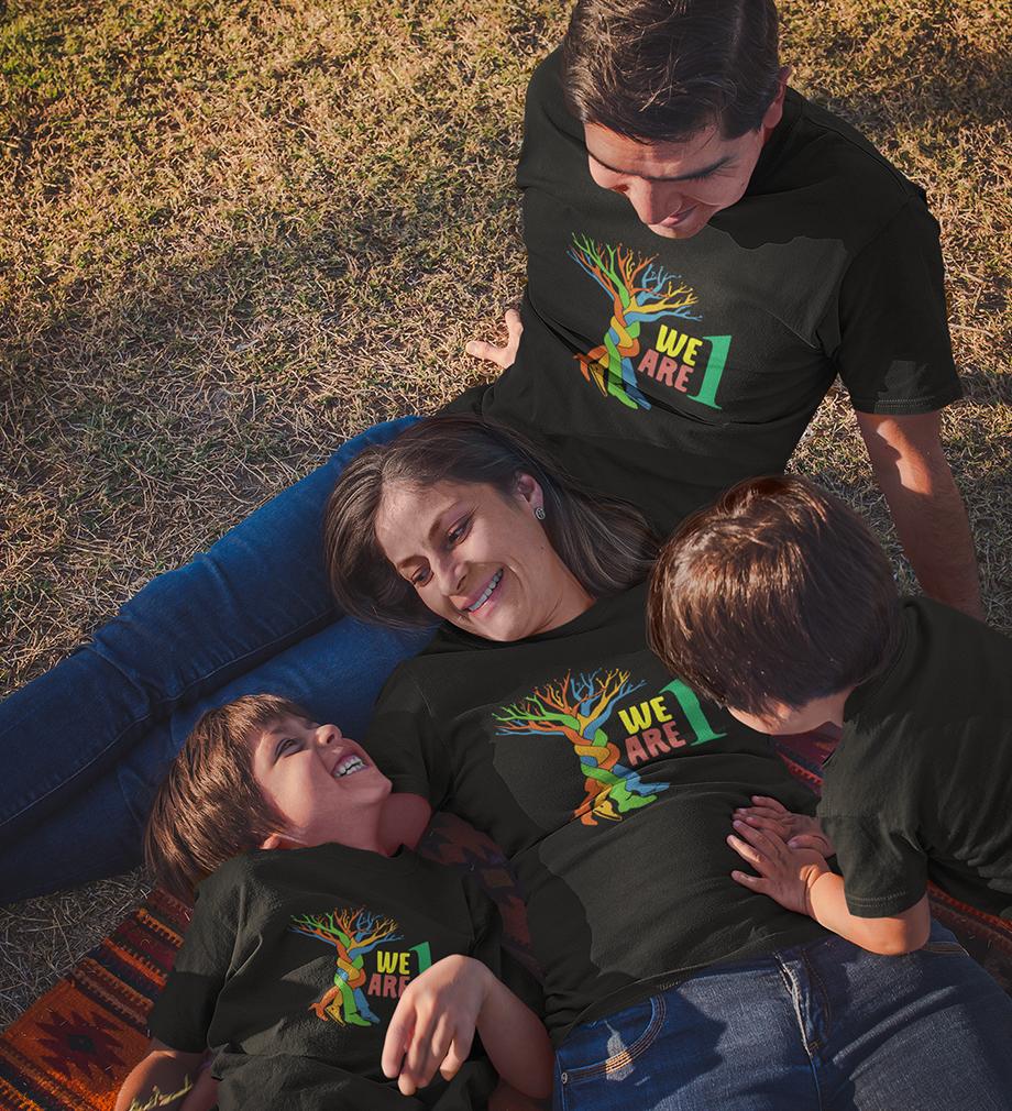 We Are 1 Family Half Sleeves T-Shirts-KidsFashionVilla