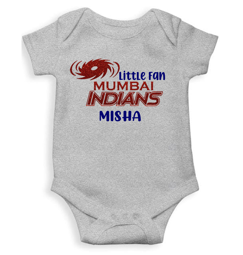 Custom Name IPL MI Mumbai Indians Little Fan Rompers for Baby Girl- KidsFashionVilla