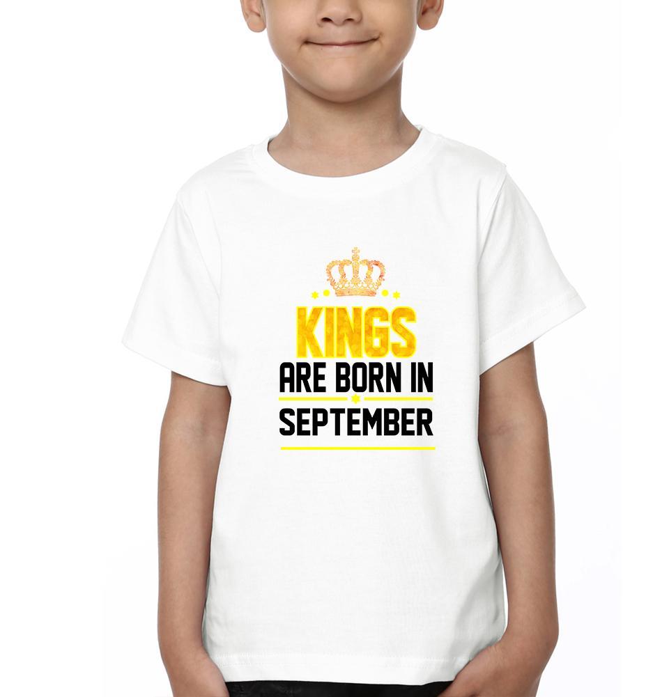 Kings Are Born In September Half Sleeves T-Shirt for Boy-KidsFashionVilla