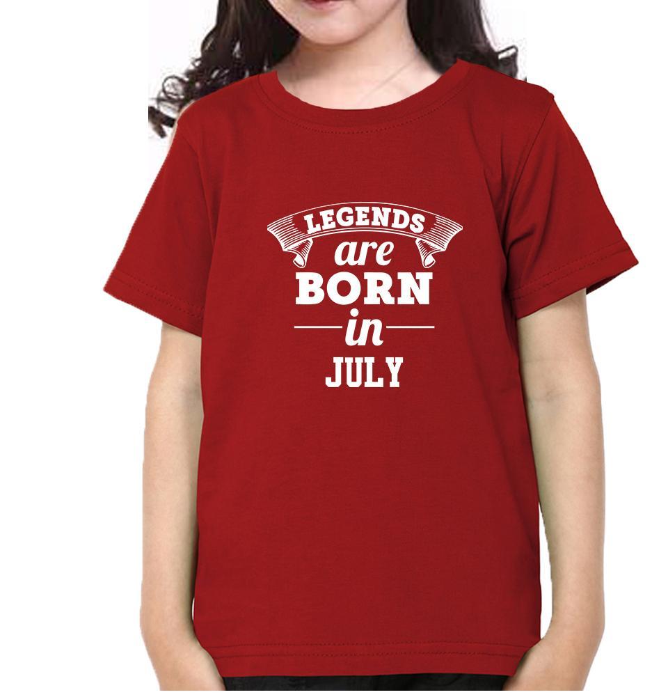 Legends are Born in July Half Sleeves T-Shirt For Girls -KidsFashionVilla