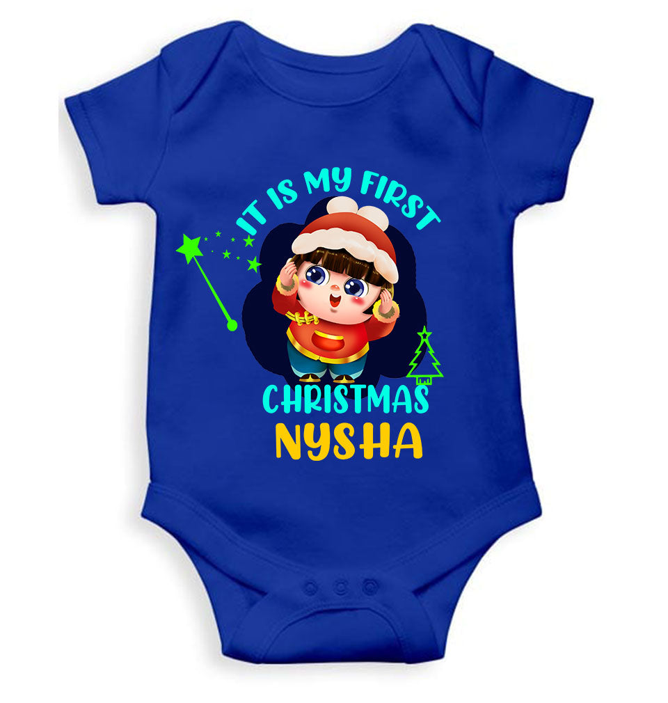Customized Name It Is My First Christmas Rompers for Baby Girl- KidsFashionVilla
