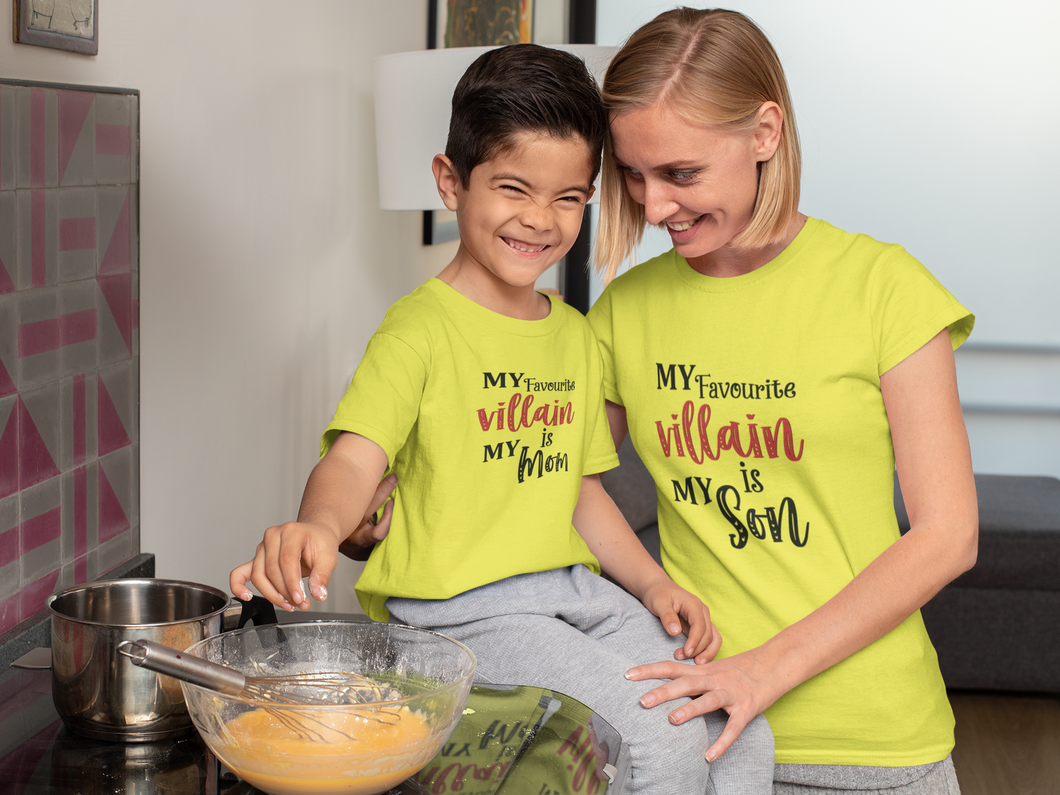 Favourite Villian Mother And Son Yellow Matching T-Shirt- KidsFashionVilla