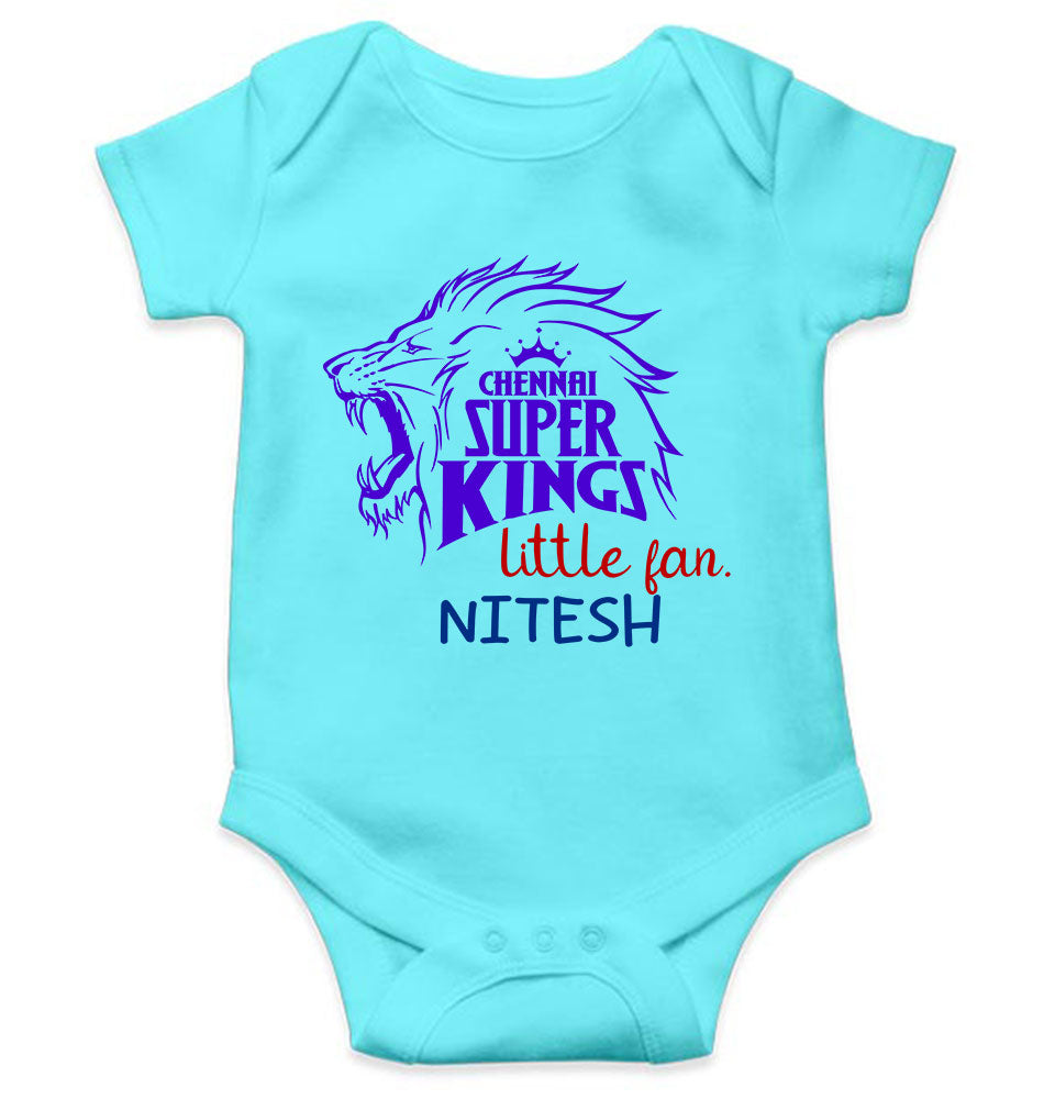Custom Name IPL CSK Chennai Super Kings Little Fan Rompers for Baby Boy- KidsFashionVilla