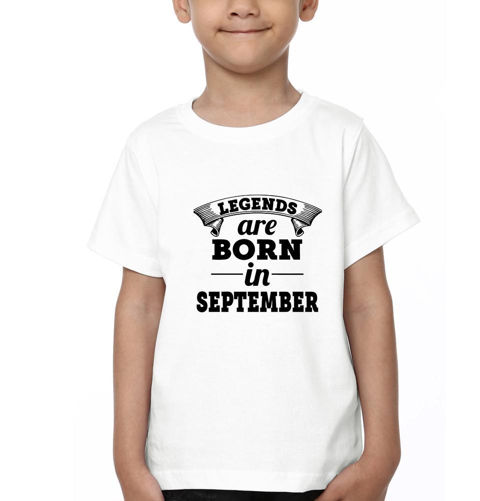 Legends are Born in September Half Sleeves T-Shirt for Boy-KidsFashionVilla