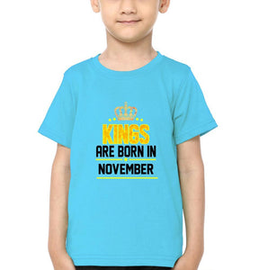 Kings Are Born In November Half Sleeves T-Shirt for Boy-KidsFashionVilla