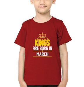 Kings Are Born In March Half Sleeves T-Shirt for Boys and Kids-KidsFashionVilla