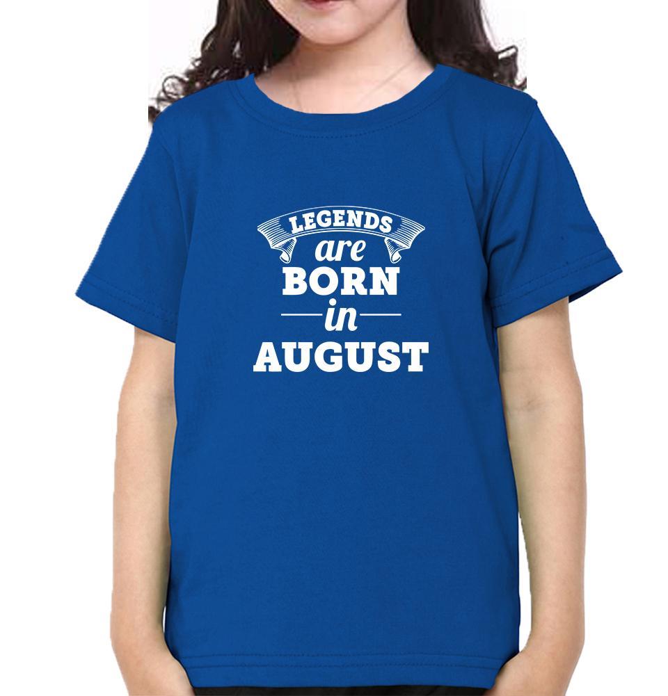 Legends are Born in August Half Sleeves T-Shirt For Girls -KidsFashionVilla