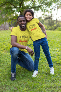 Blessed To Be Her Dad Father and Daughter Yellow Matching T-Shirt- KidsFashionVilla