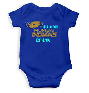 Custom Name IPL MI Mumbai Indians Little Fan Rompers for Baby Boy- KidsFashionVilla