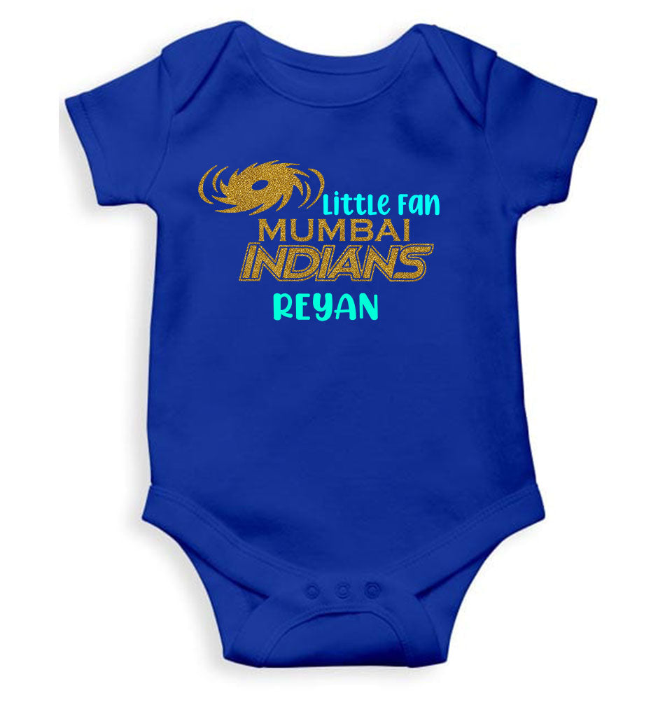 Custom Name IPL MI Mumbai Indians Little Fan Rompers for Baby Boy- KidsFashionVilla