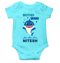 Load image into Gallery viewer, Custom Name Brother Shark Doo Doo Doo Rakhi Rompers for Baby Boy- KidsFashionVilla
