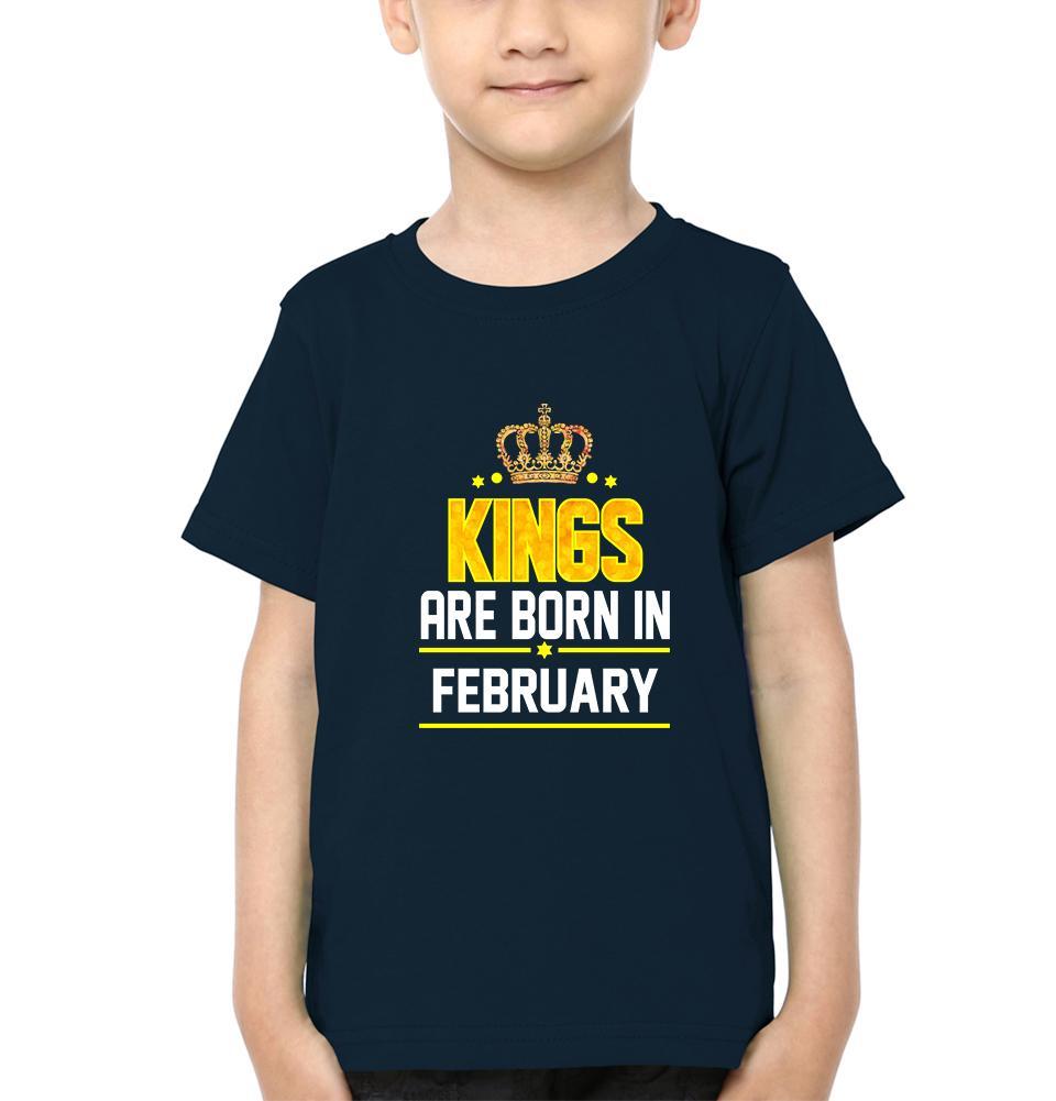 Kings Are Born In February Half Sleeves T-Shirt for Boys and Kids-KidsFashionVilla