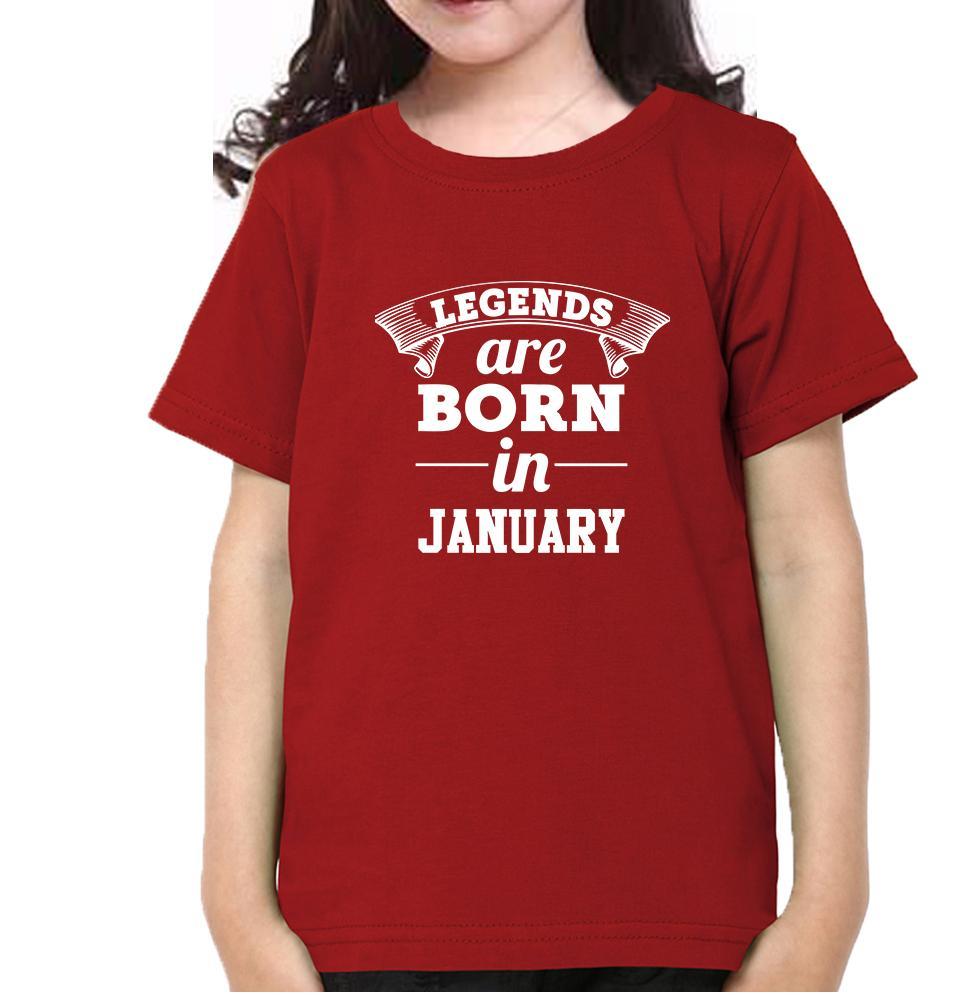 Legends are Born in January Half Sleeves T-Shirt For Girls -KidsFashionVilla
