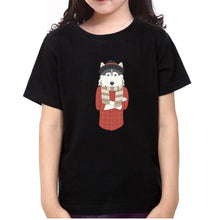 Load image into Gallery viewer, Hipster Wolf Half Sleeves T-Shirt For Girls -KidsFashionVilla
