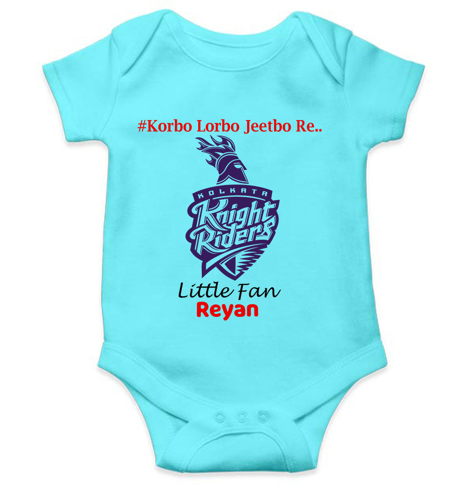 Custom Name IPL KKR Kolkata Knight Riders Korbo Lorbo Jeetbo Re Rompers for Baby Boy- KidsFashionVilla
