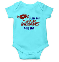 Load image into Gallery viewer, Custom Name IPL MI Mumbai Indians Little Fan Rompers for Baby Girl- KidsFashionVilla
