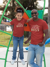 Load image into Gallery viewer, I Am The Boss Father and Daughter Red Matching T-Shirt- KidsFashionVilla
