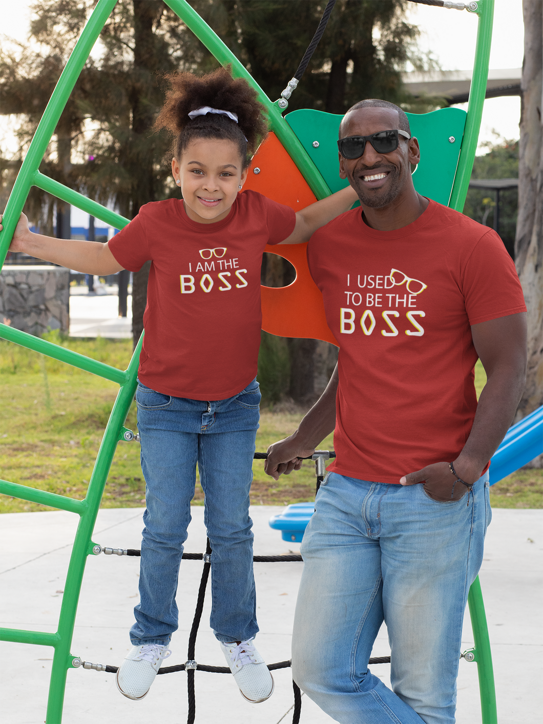 I Am The Boss Father and Daughter Red Matching T-Shirt- KidsFashionVilla