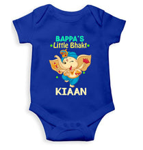 Load image into Gallery viewer, Custom Name Little Bappa Bhakt Ganesh Chaturthi Rompers for Baby Boy- KidsFashionVilla
