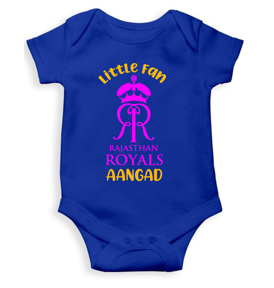 Custom Name IPL RR Rajasthan Royals Little Fan Rompers for Baby Boy- KidsFashionVilla