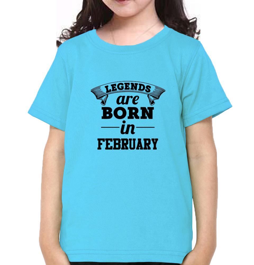 Legends are Born in February Half Sleeves T-Shirt For Girls -KidsFashionVilla