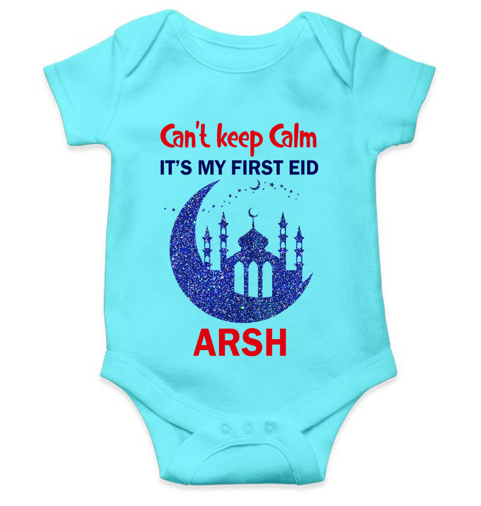 Custom Name Cant Keep Calm My First Eid Rompers for Baby Boy- KidsFashionVilla