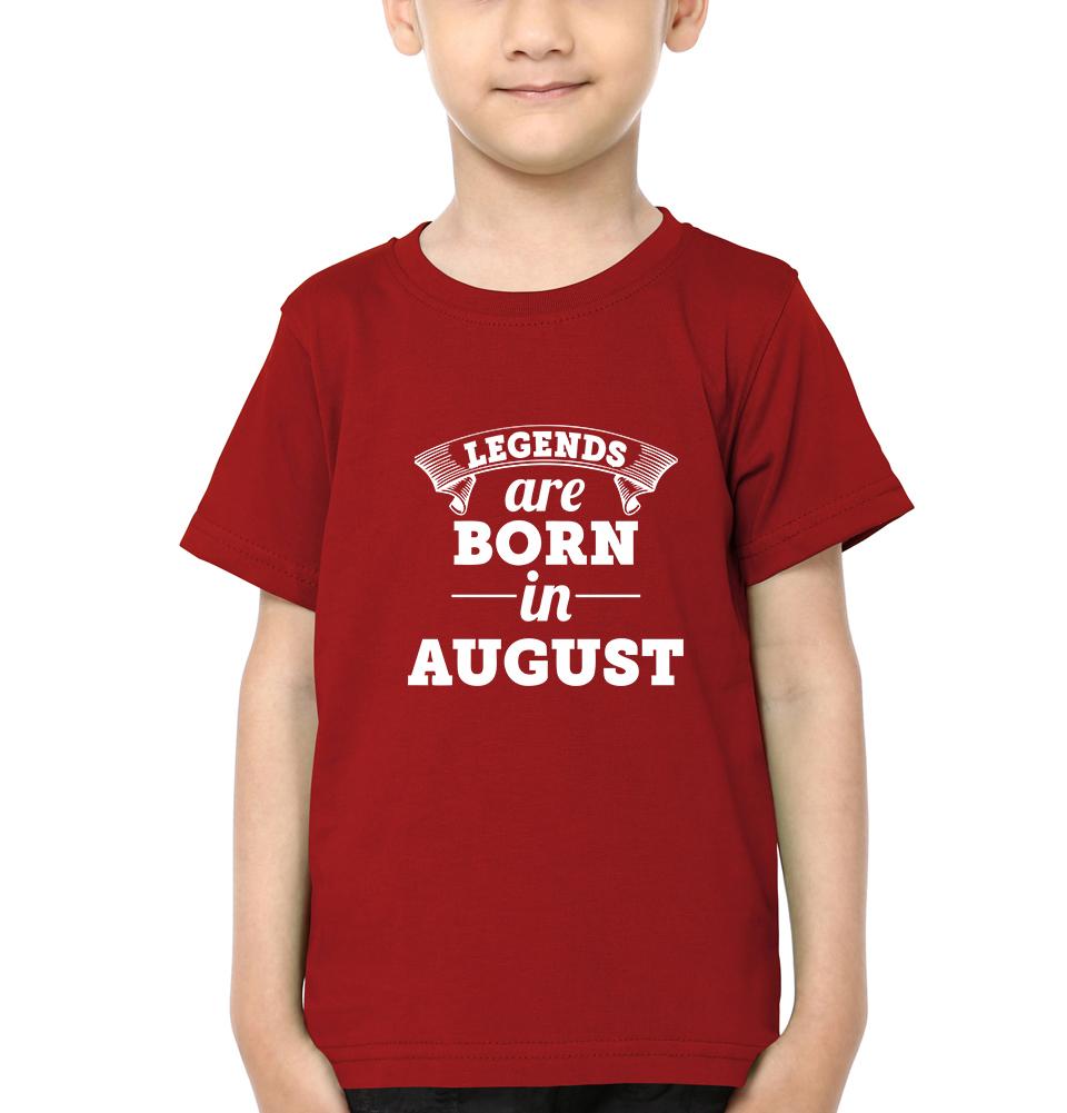 Legends are Born in August Half Sleeves T-Shirt for Boy-KidsFashionVilla