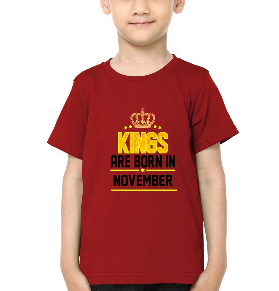 Kings Are Born In November Half Sleeves T-Shirt for Boy-KidsFashionVilla