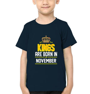 Kings Are Born In November Half Sleeves T-Shirt for Boy-KidsFashionVilla