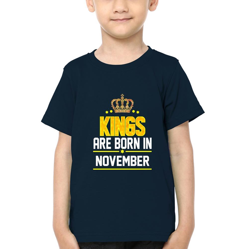 Kings Are Born In November Half Sleeves T-Shirt for Boy-KidsFashionVilla