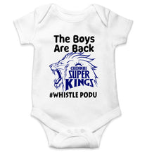 Load image into Gallery viewer, The Boys Are Back Whistle Podu IPL CSK Chennai Super Kings Rompers for Baby Boy- KidsFashionVilla
