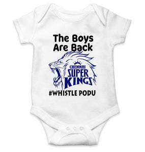 The Boys Are Back Whistle Podu IPL CSK Chennai Super Kings Rompers for Baby Boy- KidsFashionVilla