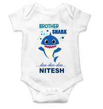Load image into Gallery viewer, Custom Name Brother Shark Doo Doo Doo Rakhi Rompers for Baby Boy- KidsFashionVilla

