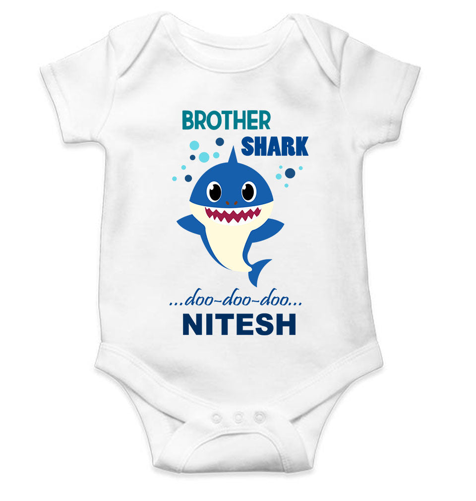 Custom Name Brother Shark Doo Doo Doo Rakhi Rompers for Baby Boy- KidsFashionVilla