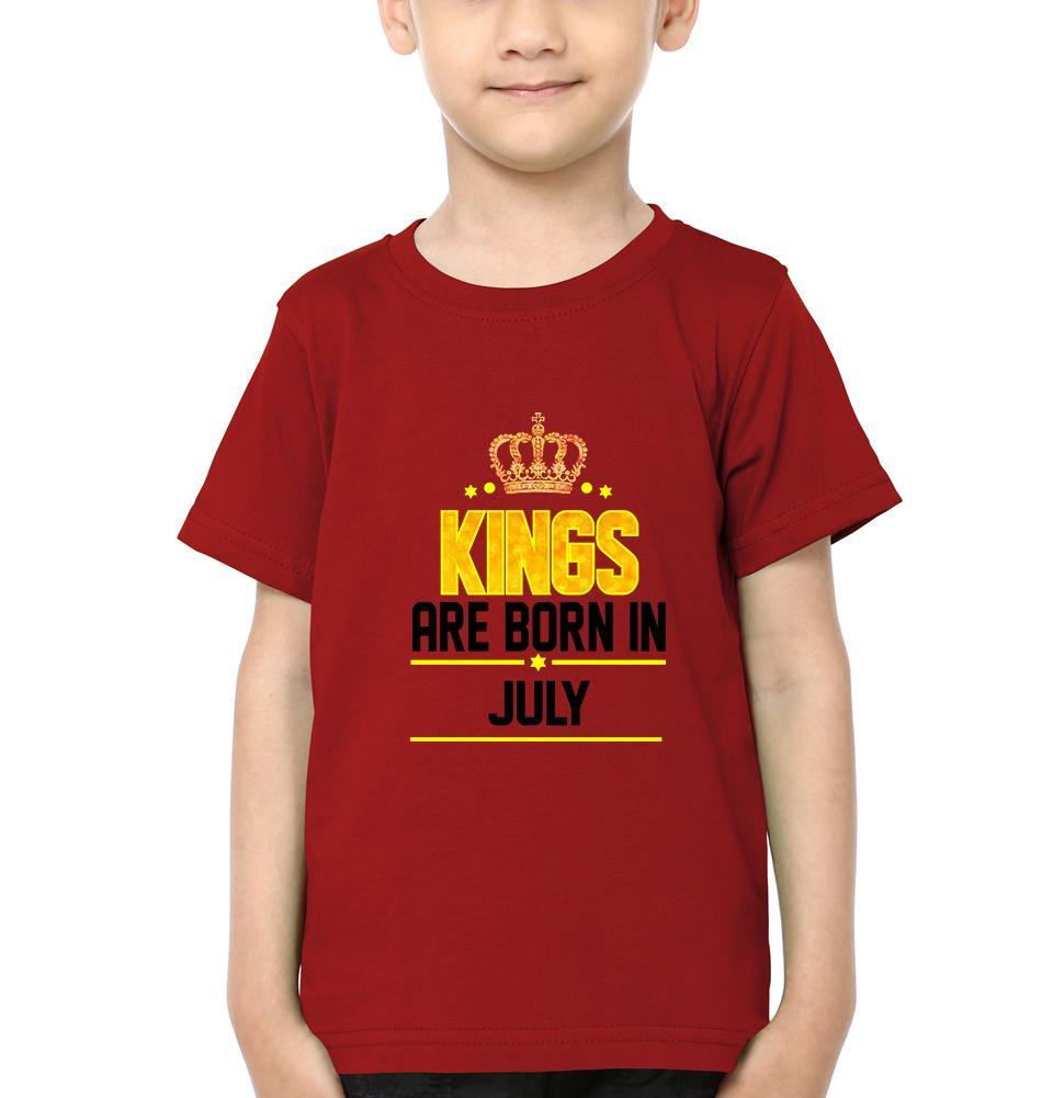 Kings Are Born In July Half Sleeves T-Shirt for Boy-KidsFashionVilla