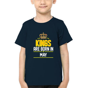 Kings Are Born In May Half Sleeves T-Shirt for Boys and Kids-KidsFashionVilla
