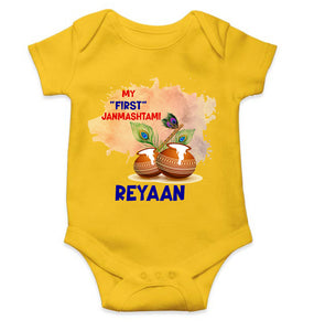 Custom Name My First Janmashtami Little Krishna Rompers for Baby Boy- KidsFashionVilla