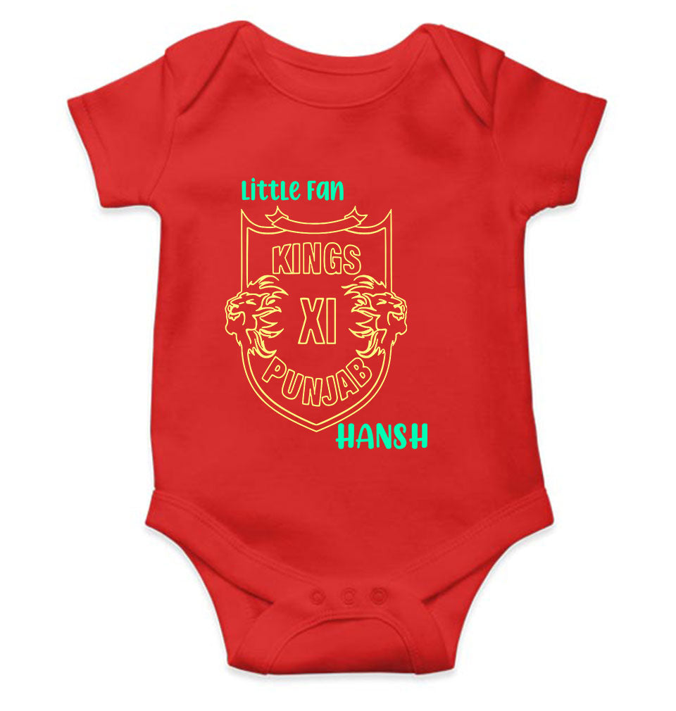 Custom Name IPL PBKS Punjab Super Kings Little Fan Rompers for Baby Boy- KidsFashionVilla