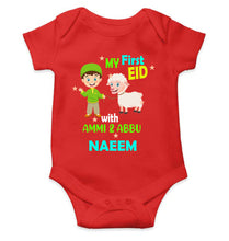 Load image into Gallery viewer, Custom Name My First Eid With Ammi And Abbu Rompers for Baby Boy- KidsFashionVilla
