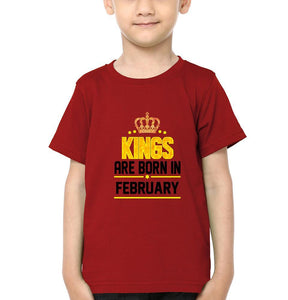 Kings Are Born In February Half Sleeves T-Shirt for Boy-KidsFashionVilla