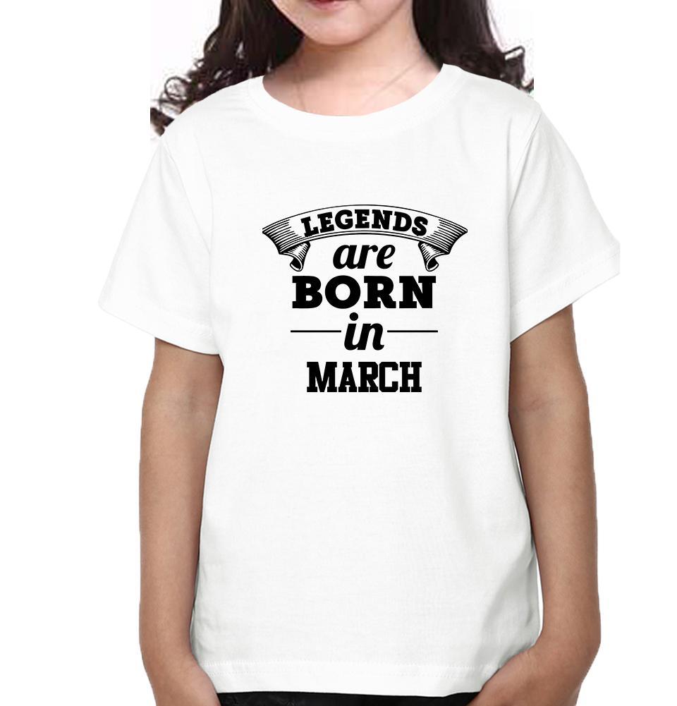 Legends are Born in March Half Sleeves T-Shirt For Girls -KidsFashionVilla