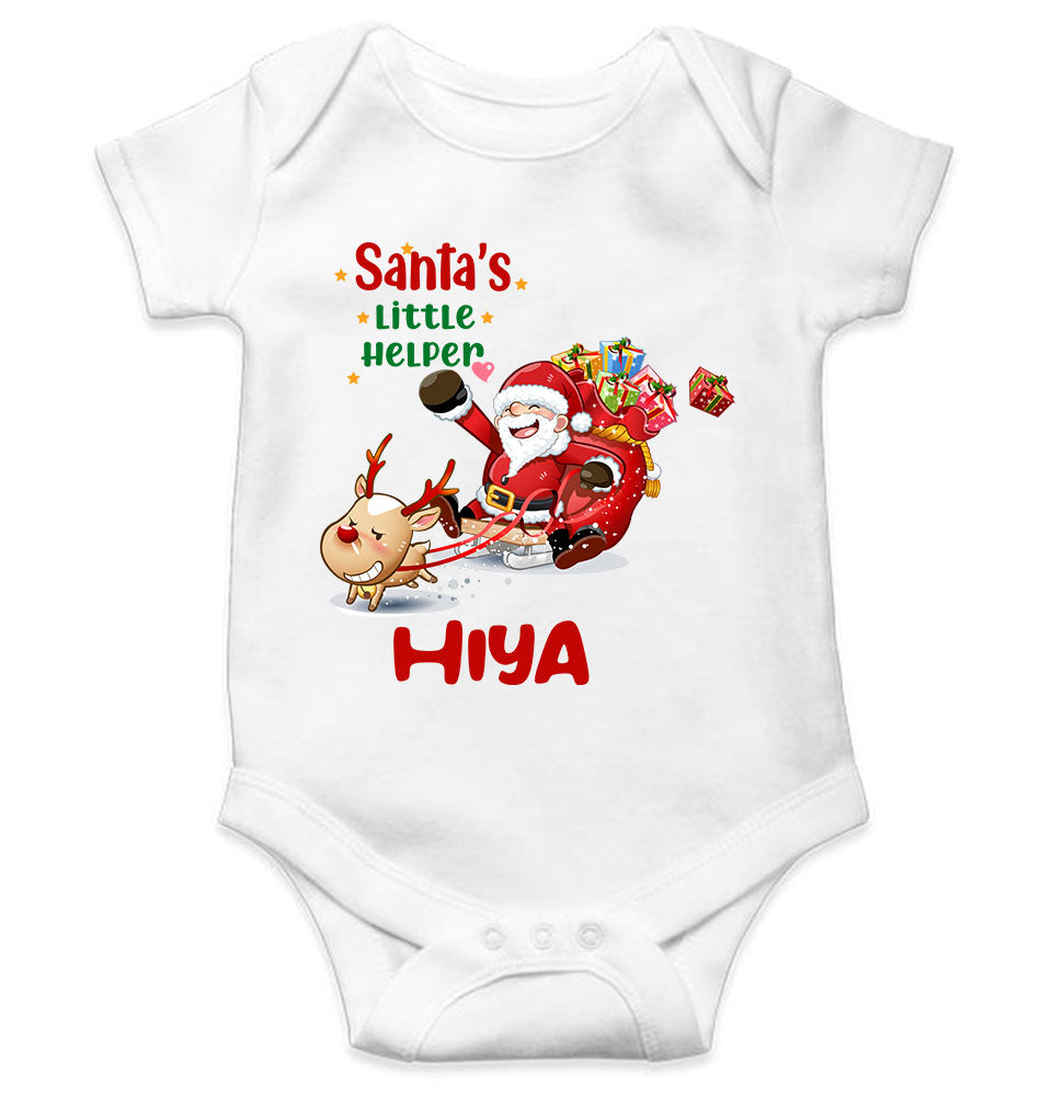 Customized Name Santas Little Helper Christmas Rompers for Baby Girl- KidsFashionVilla