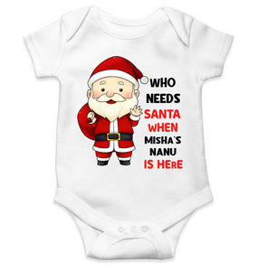 Customized Name Santa Nanu Is Here Christmas Rompers for Baby Girl- KidsFashionVilla