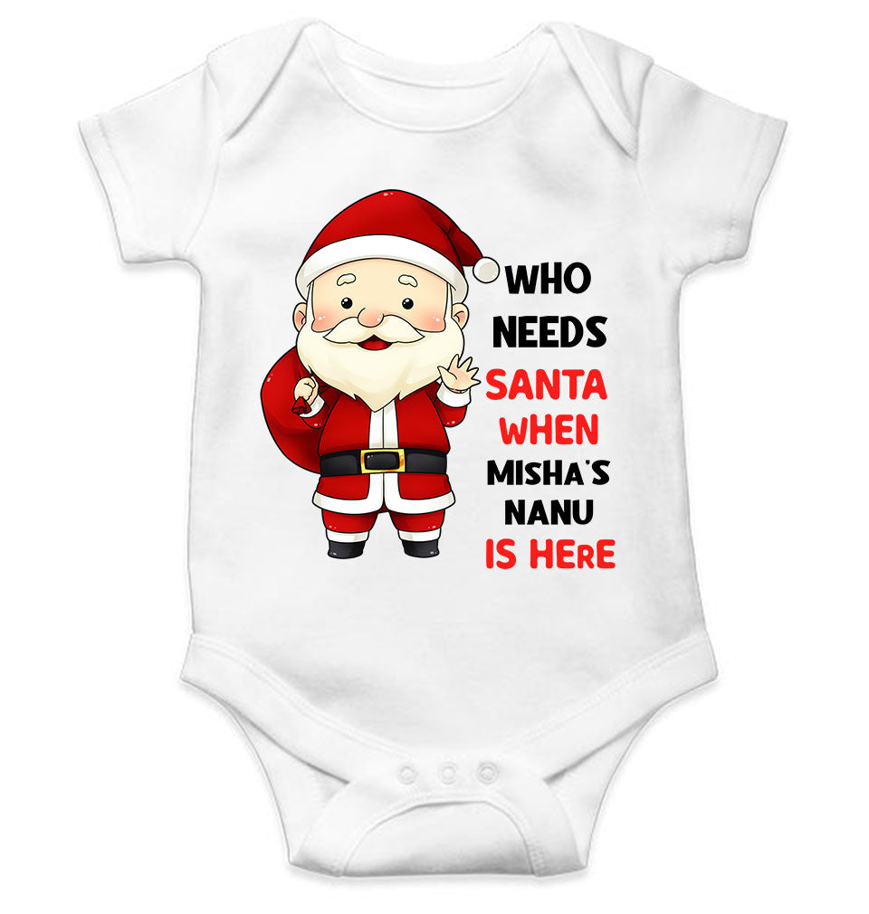 Customized Name Santa Nanu Is Here Christmas Rompers for Baby Girl- KidsFashionVilla