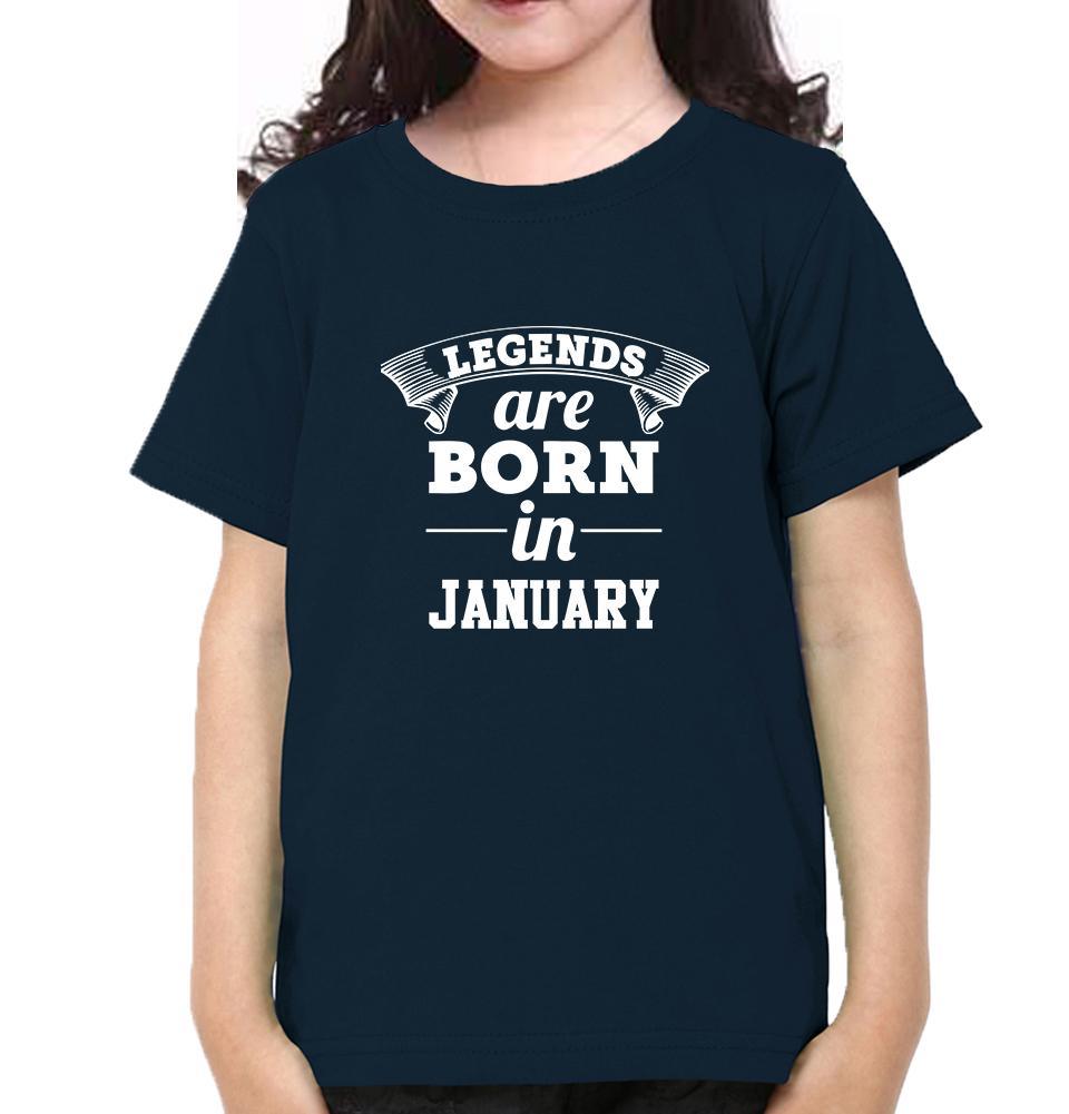 Legends are Born in January Half Sleeves T-Shirt For Girls -KidsFashionVilla