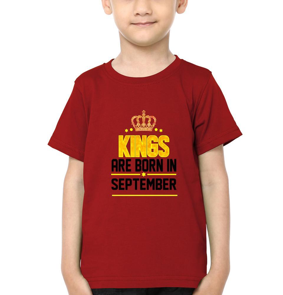 Kings Are Born In September Half Sleeves T-Shirt for Boy-KidsFashionVilla